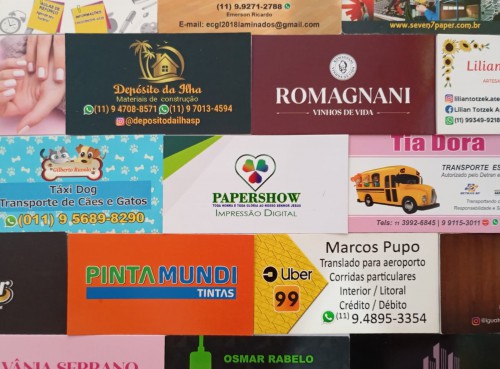 CARTÕES DE VISITA, 4X1 FRETE COLORIDA E VERSO CINZA - COUCHE 300g, CORTE RETO.